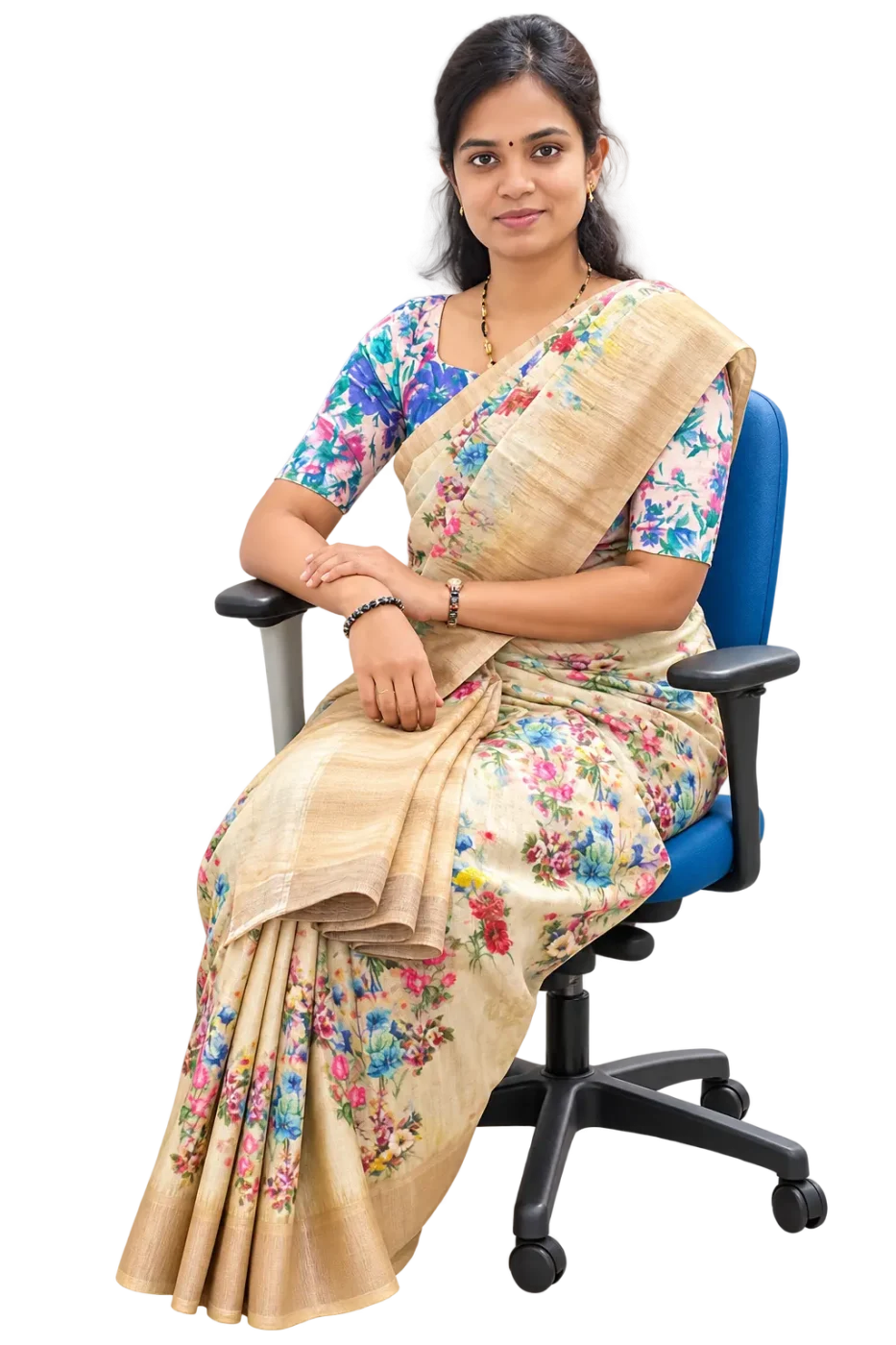 Elegant Indian Woman in Floral Saree